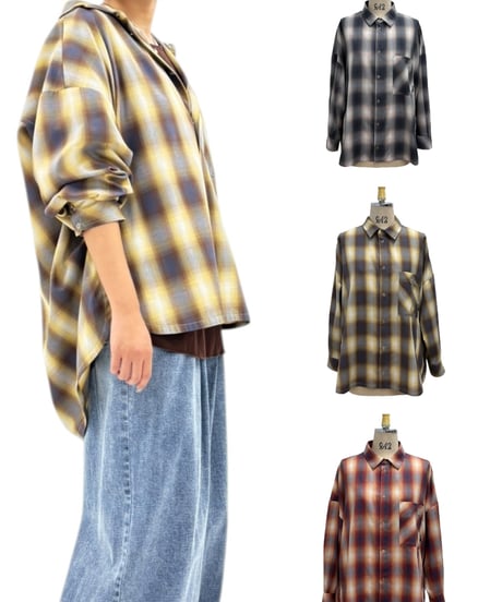 全国送料185円【ayane】  816341　コットンチェックシャツ