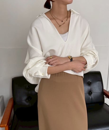 【cafune】535961/615961 stretch georgette skipper pullover