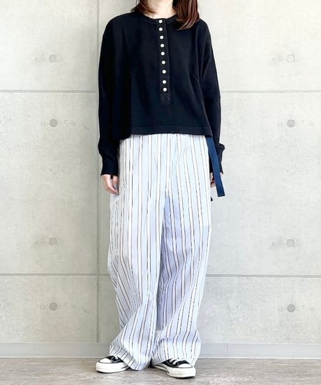 【alee】851323 多ボタンヘンリーネックTee