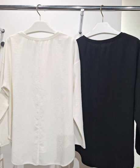 【cafune】625932 mat stretch georgette long T
