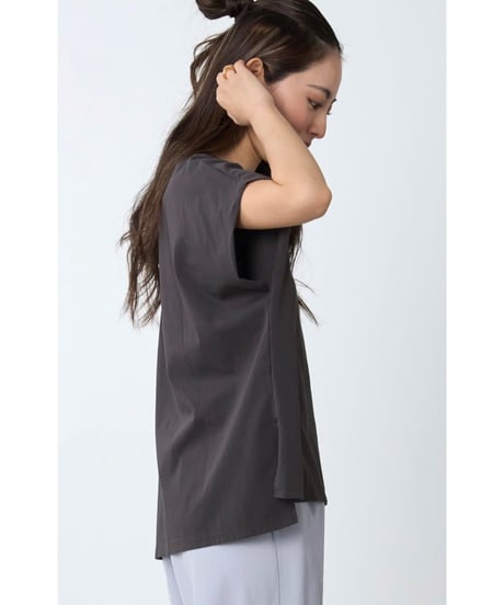 【MICA&DEAL】 0126209182 ラメロゴプリントターンバックスリーブT-shirt