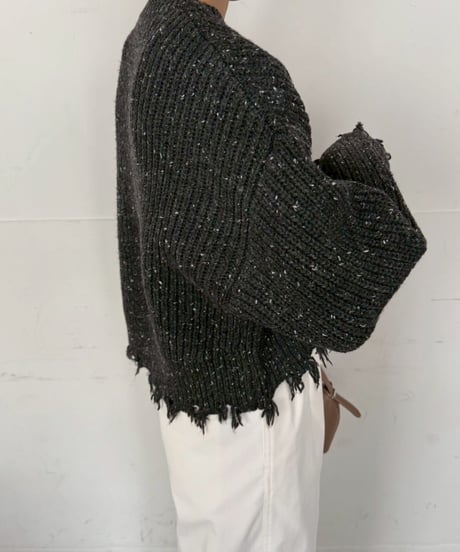 【cafune】  535984 nep damage knit pullover
