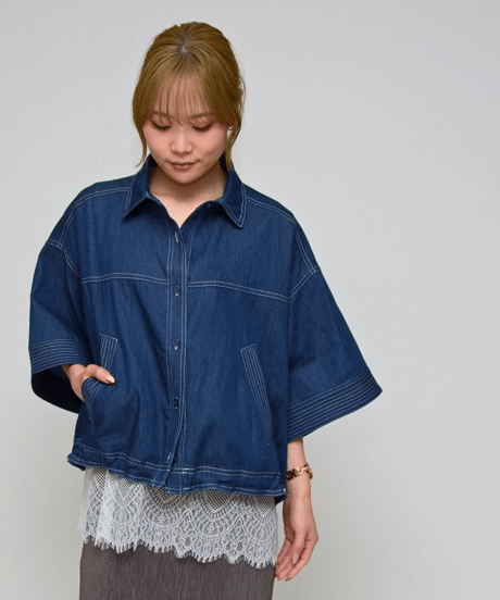 全国送料185円【 Praia 】 LEQ-2664裾レース・ジョーゼットタンク
