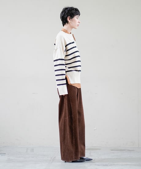 29【Lallia Mu 26AW】 2613413 ボーダープルオーバーニット