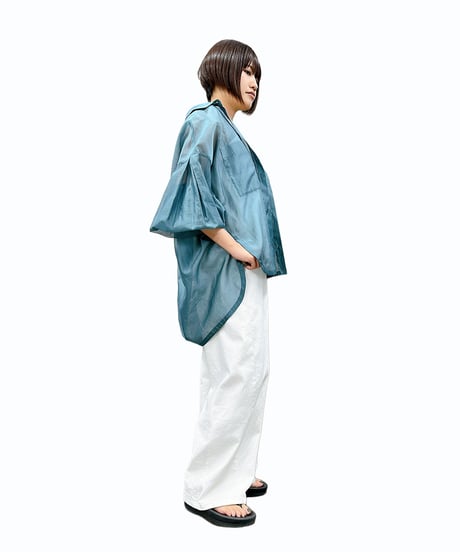 【ayane 26AW】  836624 (レギュラー丈)ホワイトデニムバレルレッグペイント加工パンツ