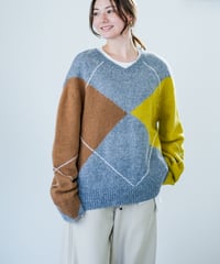 【Lallia Mu 26AW】2614436 アーガイルプルオーバーニット
