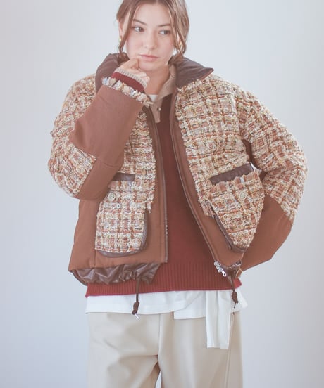 【Lallia Mu 26AW】2614172 ラメツイードパファーコート