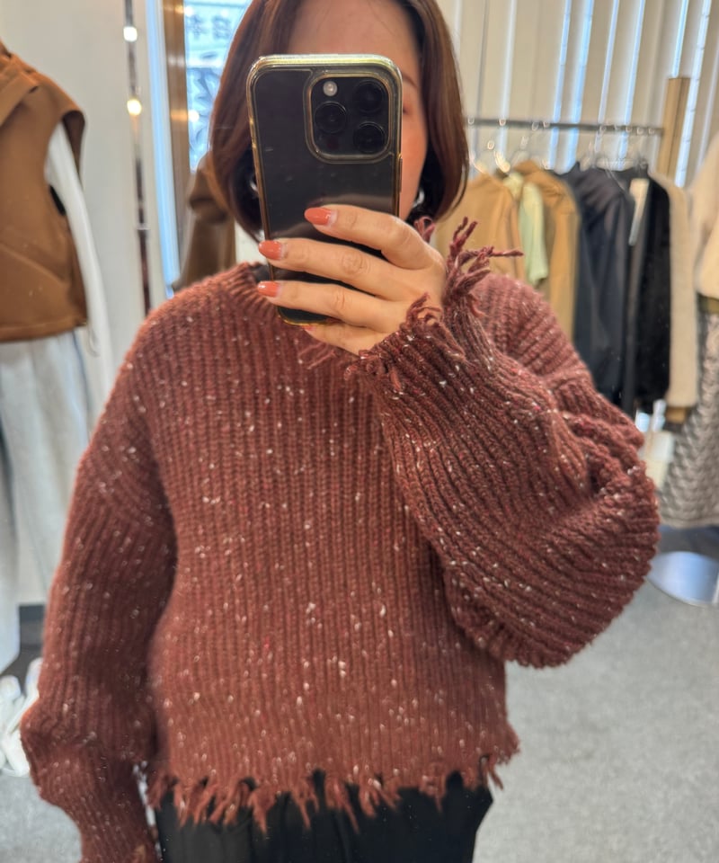 cafune 25autumn】 535984 nep damage knit pullo