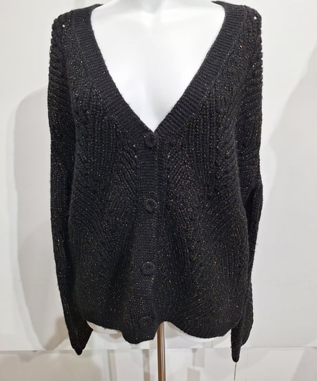 【cafune】545909 lame cable knit cardigan