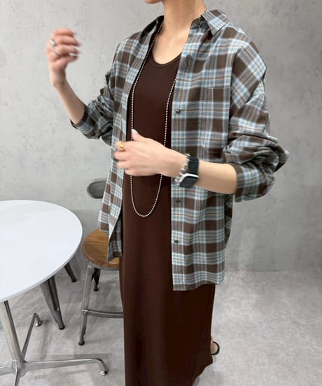 【cafune】625923 washer voile check shirt