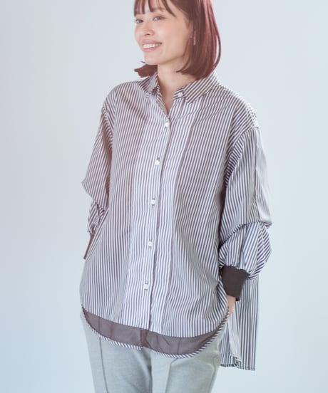 【Lallia Mu 26AW】2614692 バックプリーツストライプシャツ