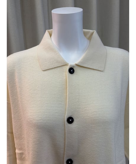 【 LiSS 】 Waffle knit polo knit cardigan (unisex)LiS-2510351