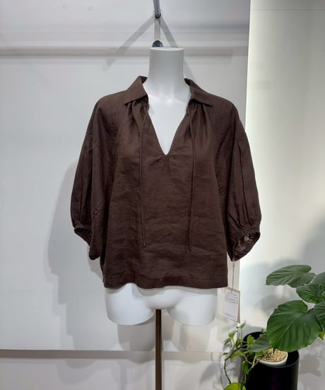 【cafune】625906　French linen form sleeve pullover