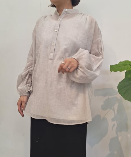 【cafune】625918 cotton stripe voile gather pullover