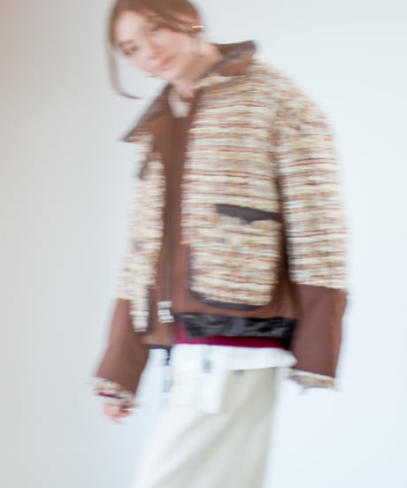 【Lallia Mu 26AW】2614172 ラメツイードパファーコート