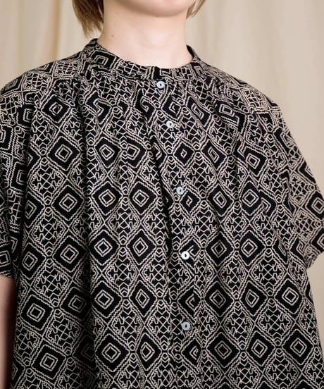 【Brocante / ブロカント】36-0323X インドプリント(パターン) フロンセシャツ