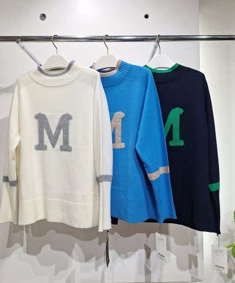 【ATELIER SIX】11256517　ウールカシミヤ配色ロゴニット