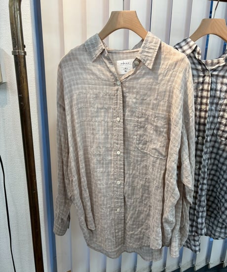 【cafune & passione 26SS】 shirring check relax shirts