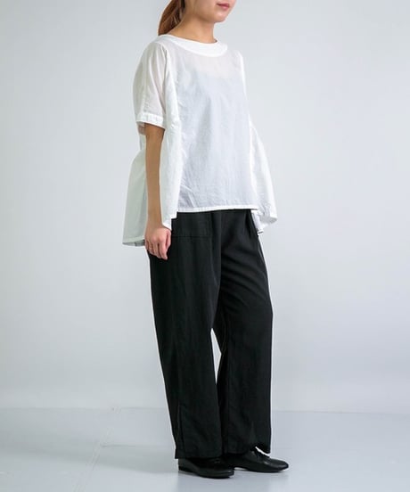 【D.M.G】16-0829X  60ローン サイドギャザーシャツ
