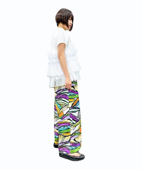 【ayane】 836621（限定商品） ヨーロッパ生地プリントワイドパンツ