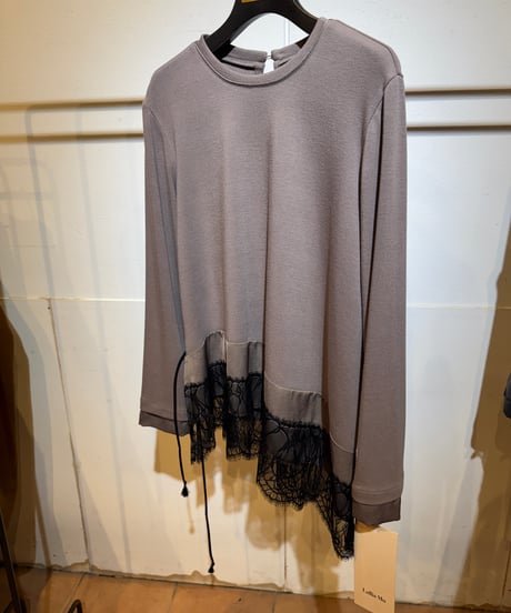 35【Lallia Mu 26AW】2614503 レースヘムハイテンションカットソー