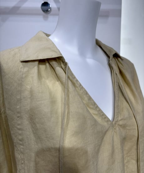 【cafune】625906　French linen form sleeve pullover