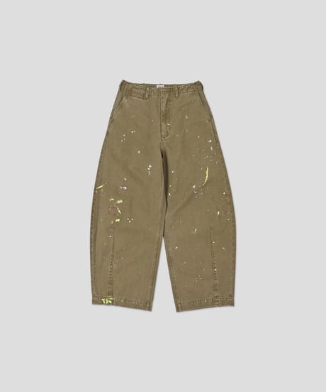 【KHA:KI】 MIL26HPT3251 (BEIGE) PAINT OVAL WIDE TROUSERS