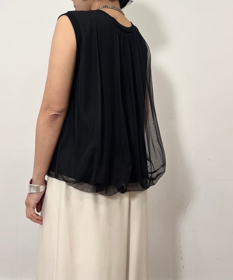 【siro de labonte 26SS】 R623201　balloon vest　2way着用可能　／　tulle docking