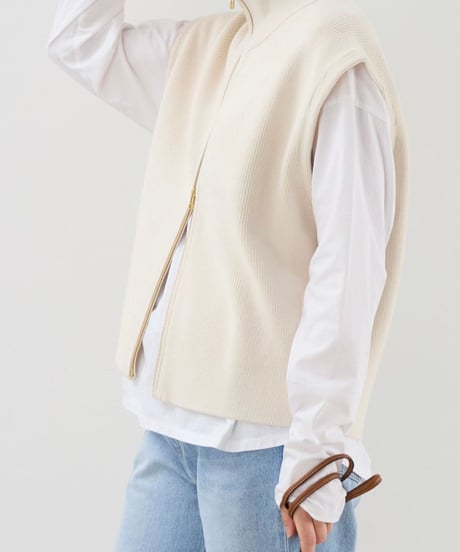 【MICA&DEAL】0125308248 ジップアップ畦ニットベスト