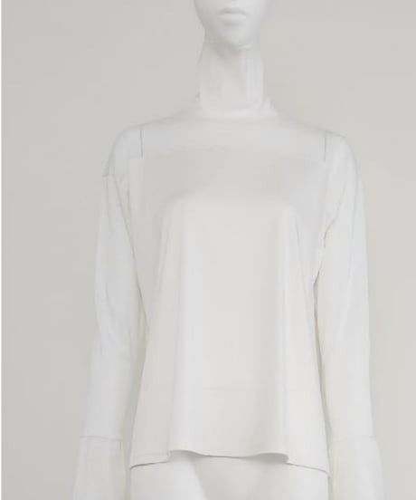 【Ordinary】BO25-924T Switch Tulle Draw-neck Pullover シアータートル