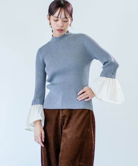 【Lallia Mu 26AW】2614434 デタッチカフリブニット