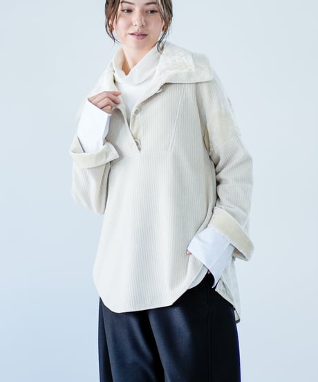 【Lallia Mu 26AW】2614512 クォーターリブジャージープルオーバー