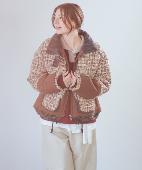 【Lallia Mu 26AW】2614172 ラメツイードパファーコート