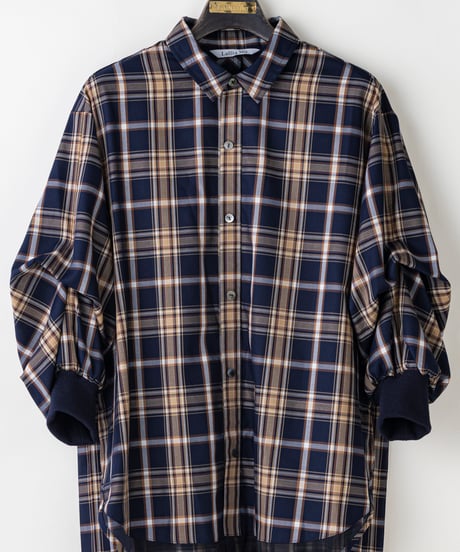 【Lallia Mu 26AW】2614693 バックプリーツチェックシャツ