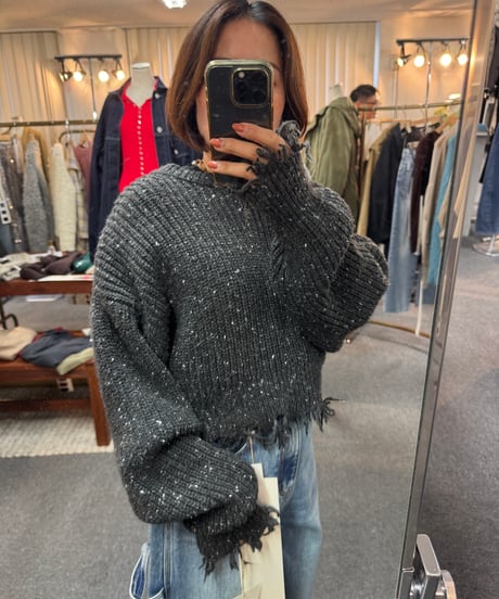 【cafune】  535984 nep damage knit pullover