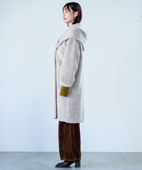 【Lallia Mu 26AW】2614171 ビッグカラーチェックコート