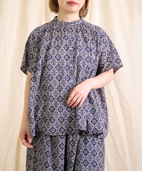 【Brocante / ブロカント】36-0323X インドプリント(パターン) フロンセシャツ