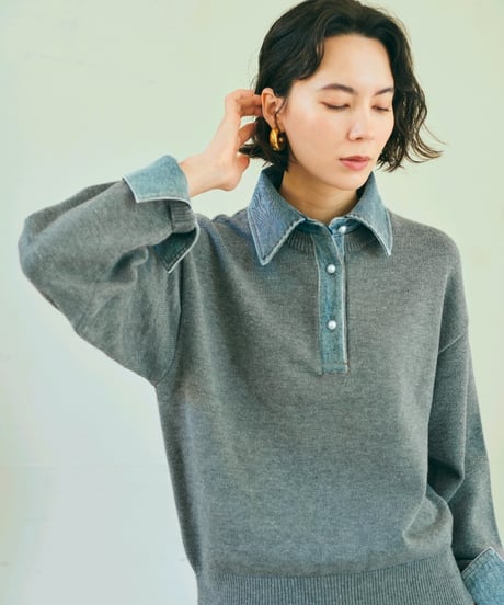 【ruxe 26AW】2634422 デニム切り替えドッキングニット
