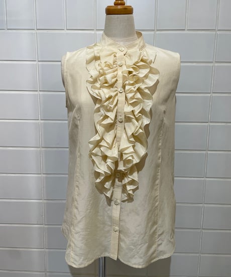 【BEATING HEART 】BB225M1 シルクコットンフリルノースリーブシャツ