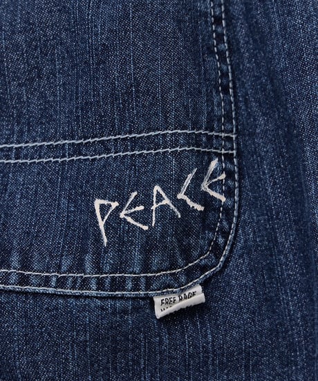 【FREERAGE】226AP317 "10oz DENIM" ラフ＆タフイージーパンツ -Hand Paint-／ALL WE NEED IS PEACE