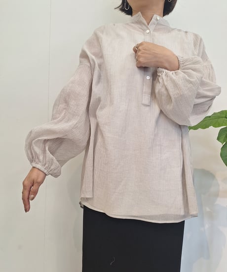 【cafune】625918 cotton stripe voile gather pullover