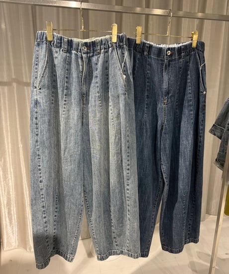 【ayane】  826502 麻混デニムバレルレッグパンツ