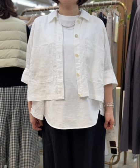 【cafune】525908 French linen short shirt　フレンチリネンショートシャツ