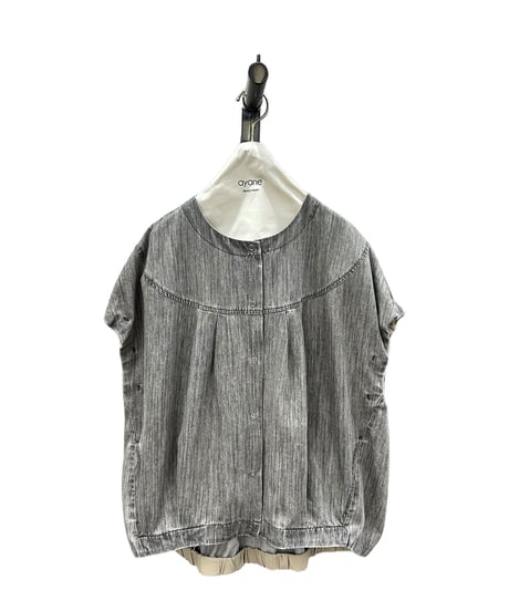 【ayane 26AW】  856711　ダンガリーノーカラーフレンチスリーブブラウス