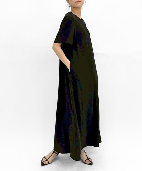 【cafune】625102 2サイズ展開 mat stretch georgette flare onepiece
