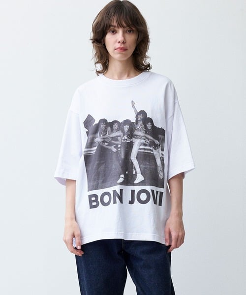 80s 激レア。Bon Jovi グラフィックTシャツ ブラック。極美品プリント 80s USA製 Bon Joviボンジョビ 七分袖 ラグラン バンドTシャツ