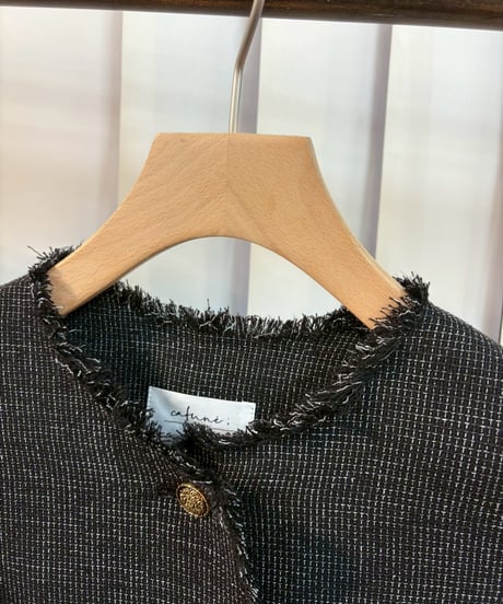 【cafune】615401 mesh tweed no collar jacket