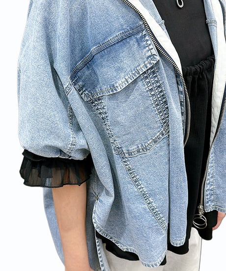 【ayane】 836601　ストレッチダンガリーポンチョ