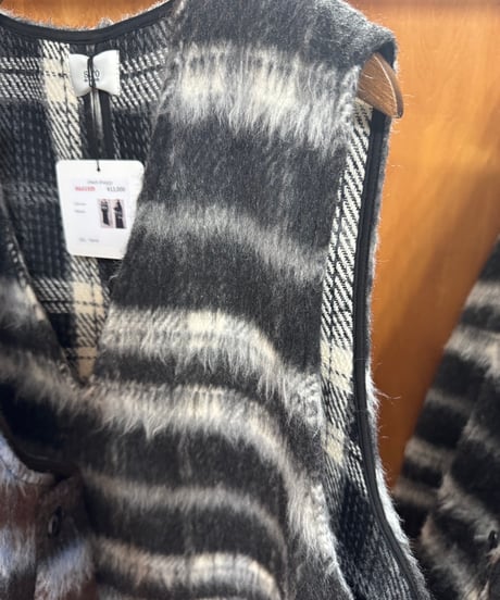 【siro de la bonte 26AW】R643309 CHECK shaggy design vest