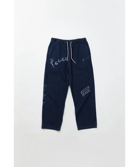 【FREERAGE】226AP317 "10oz DENIM" ラフ＆タフイージーパンツ -Hand Paint-／ALL WE NEED IS PEACE